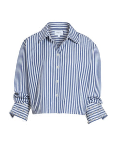 Largaux Top in Optic White French Blue Stripe