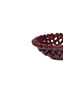 Large Burgundy Basketweave Bowl