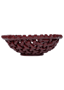 Large Burgundy Basketweave Bowl