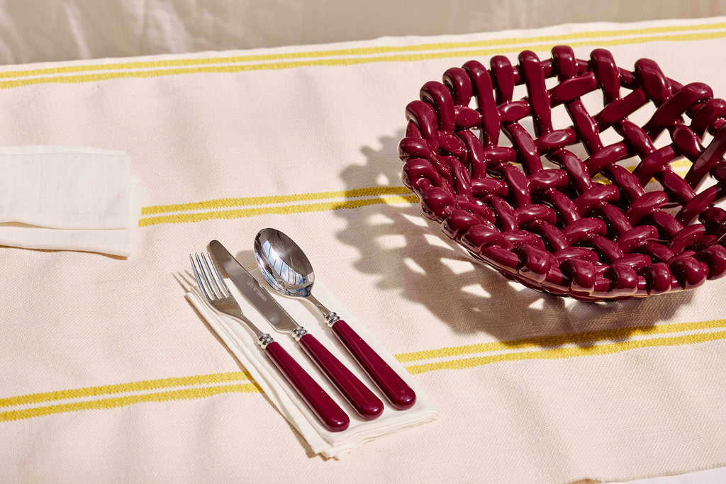Large Burgundy Basketweave Bowl