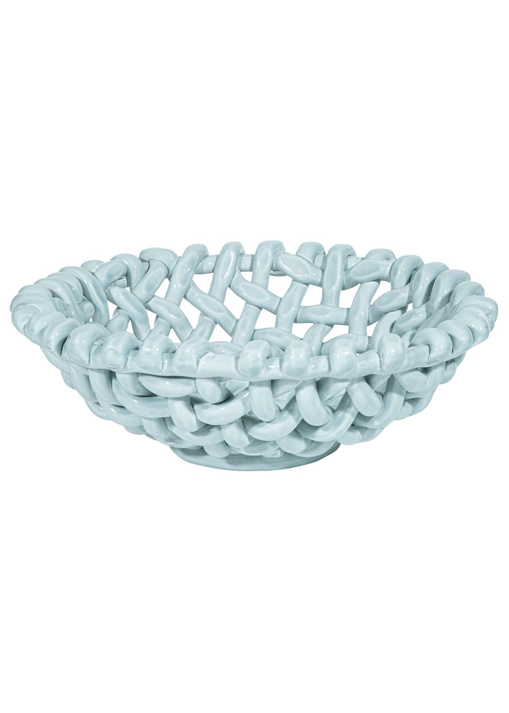 Large Sky Blue Basketweave Bowl