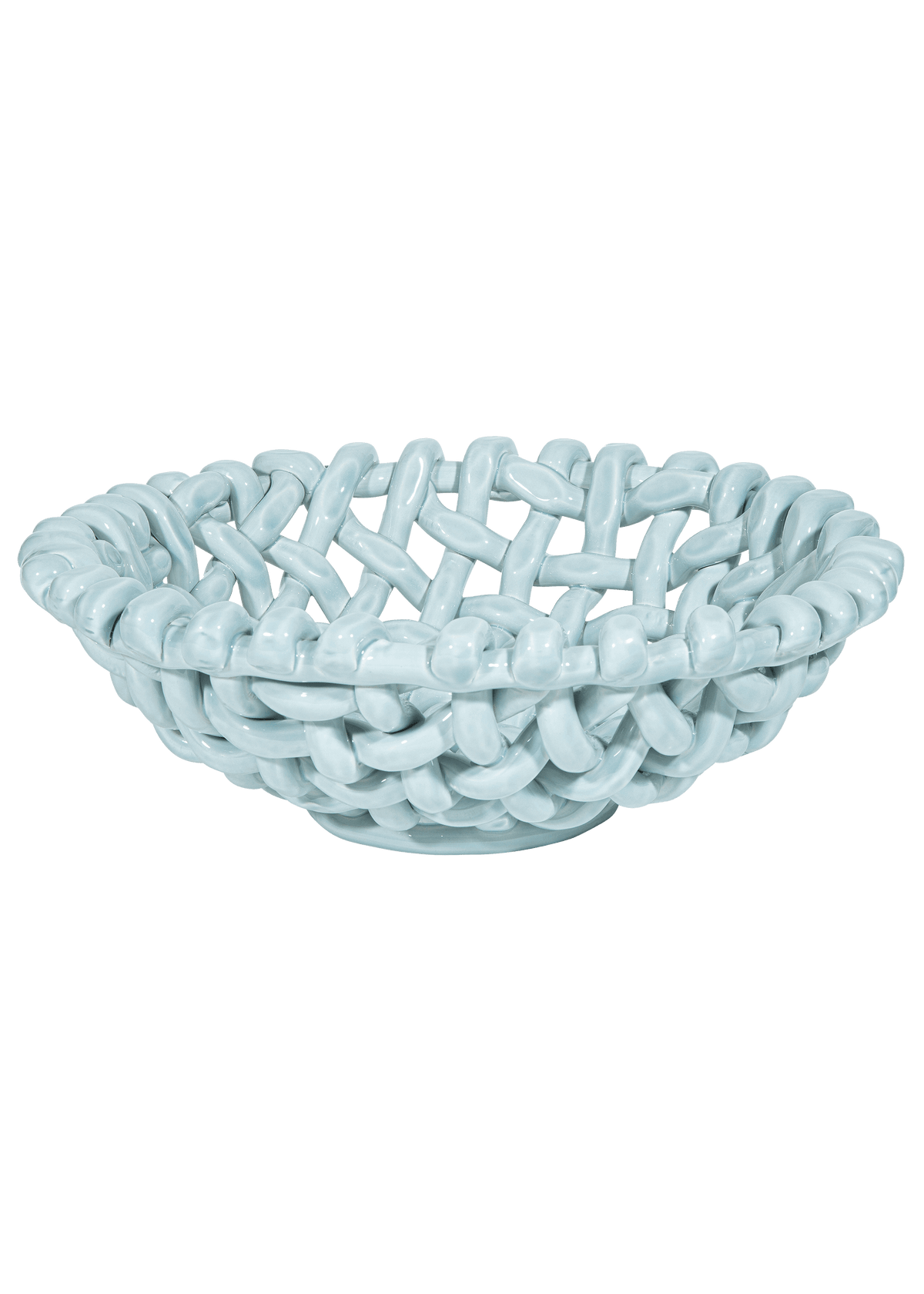 Large Sky Blue Basketweave Bowl