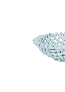 Large Sky Blue Basketweave Bowl