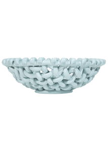 Large Sky Blue Basketweave Bowl