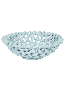 Large Sky Blue Basketweave Bowl