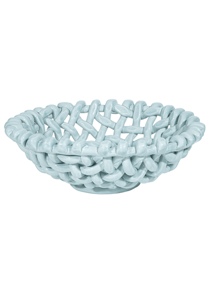 Large Sky Blue Basketweave Bowl