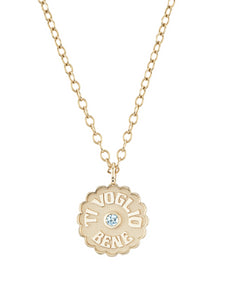 Large Raised Gold Ti Voglio Bene Aqua Necklace