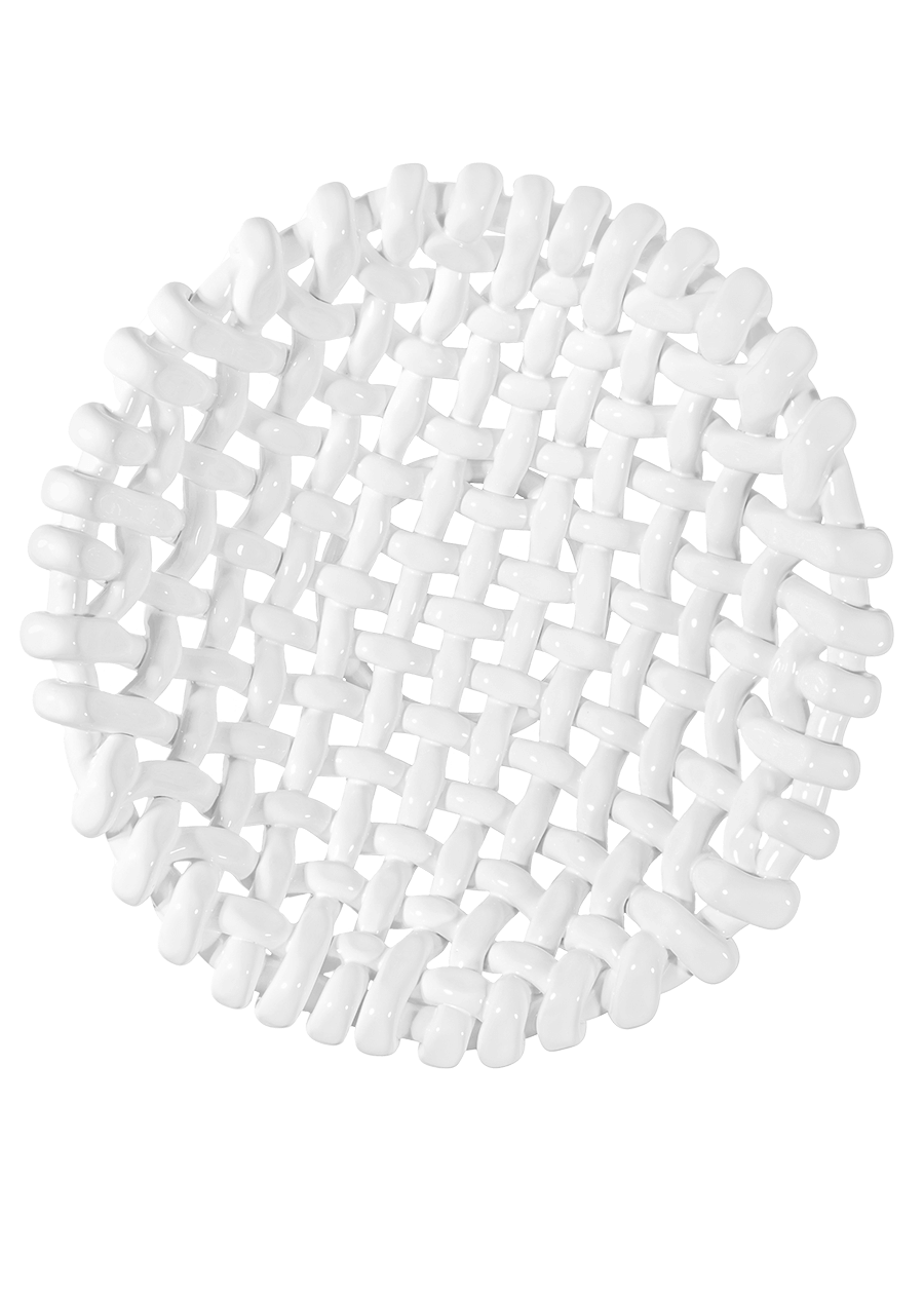 Large White Basketweave Bowl