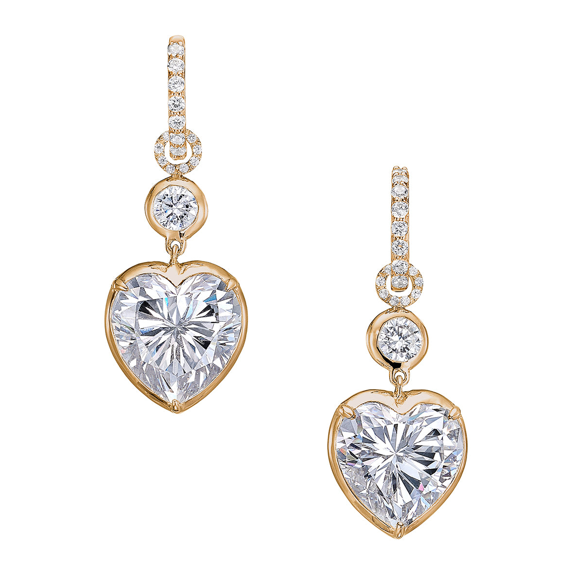 Large Heart Pendant Hoop Earrings