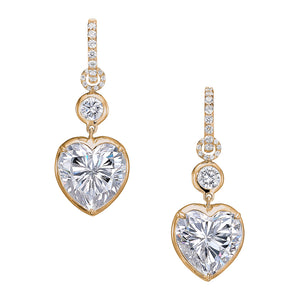 Large Heart Pendant Hoop Earrings