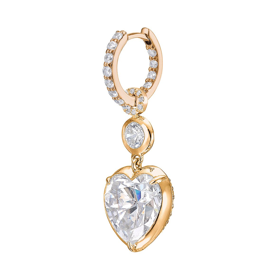 Large Heart Pendant Hoop Earrings