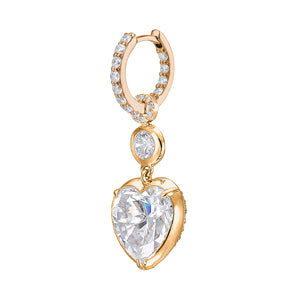 Large Heart Pendant Hoop Earrings