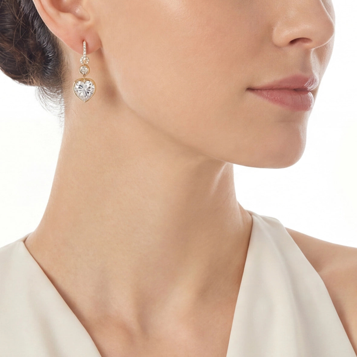 Large Heart Pendant Hoop Earrings