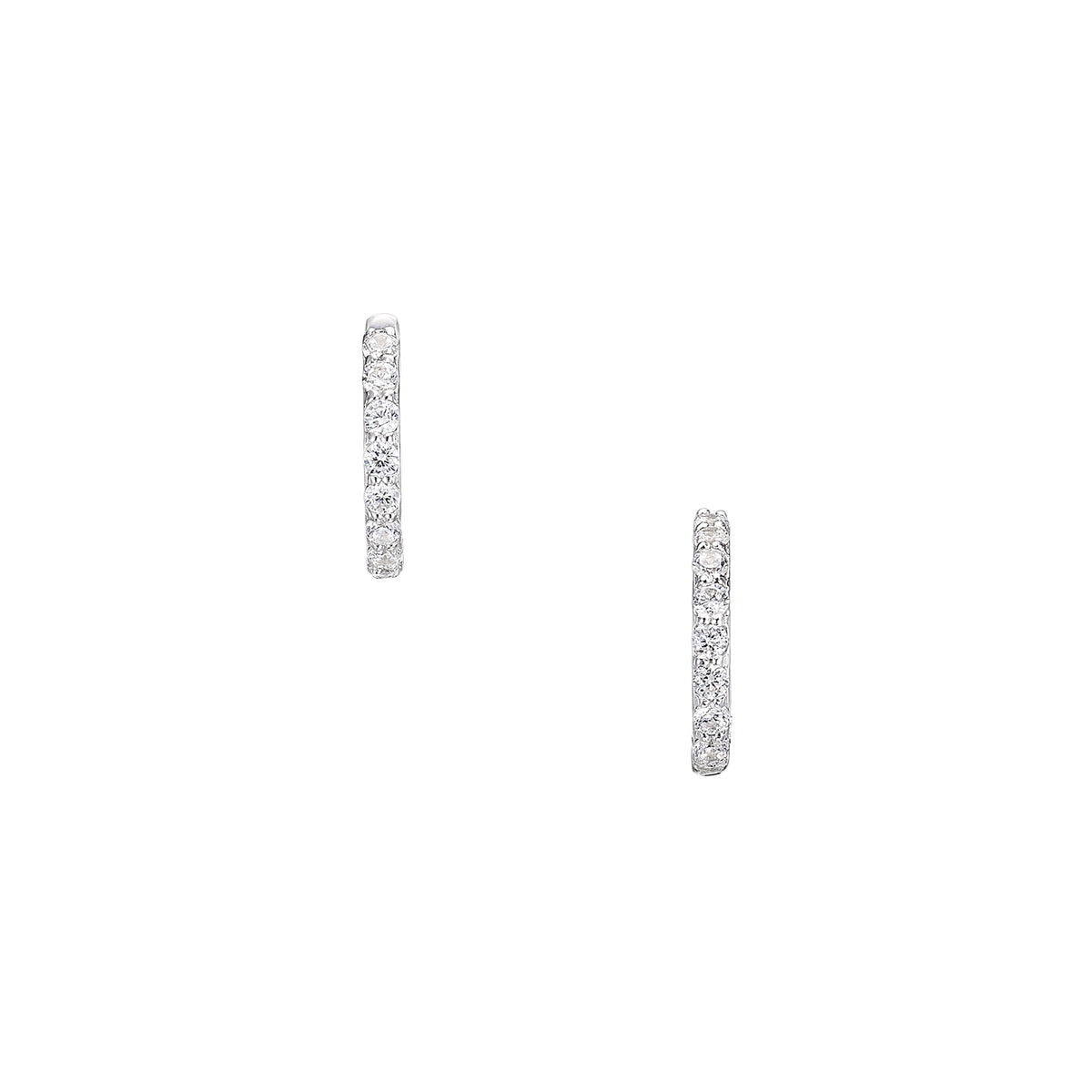 Large Pear Pendant Hoop Earrings in White Gold