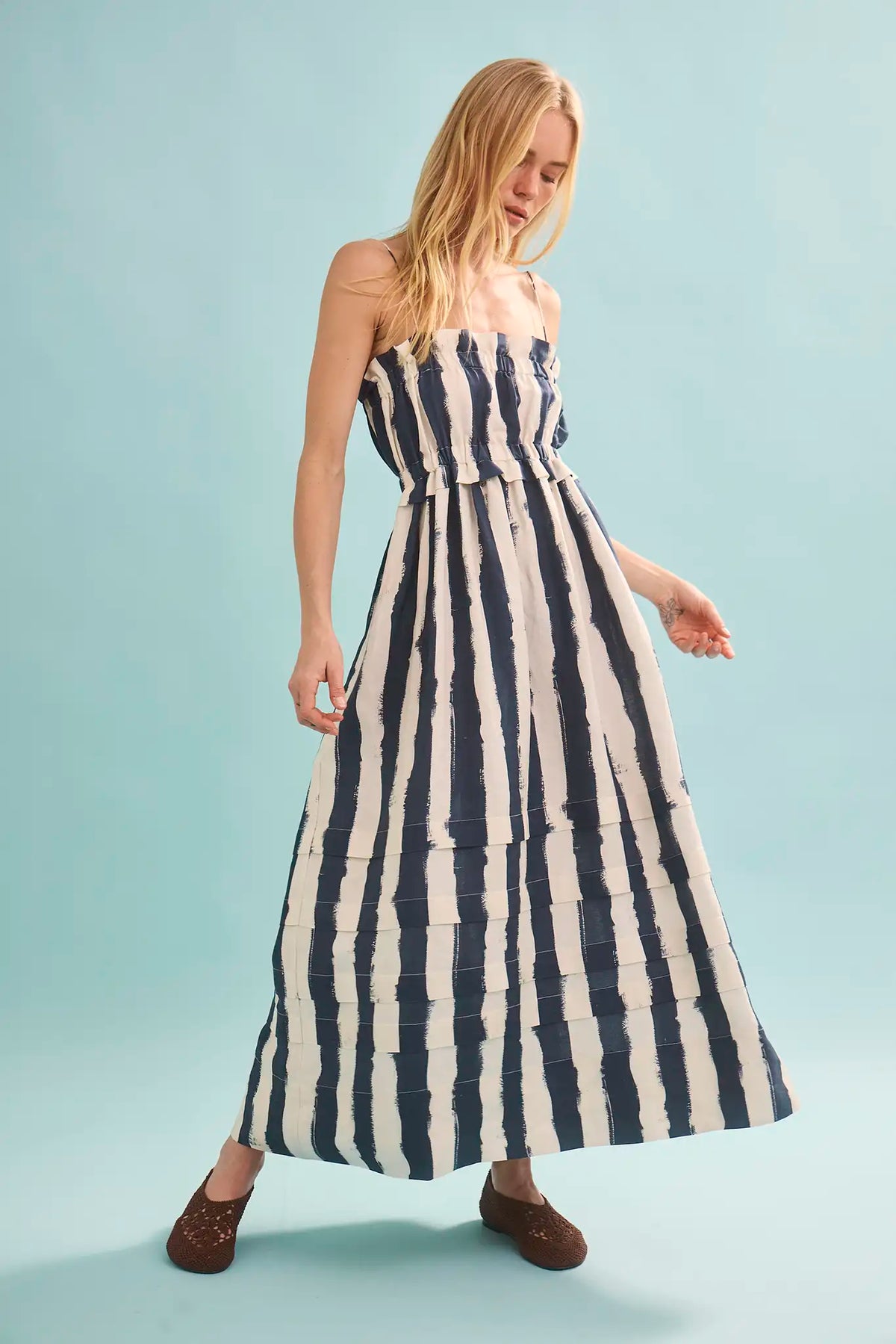The Larkin Dress in Lighthouse Stripe Navy.