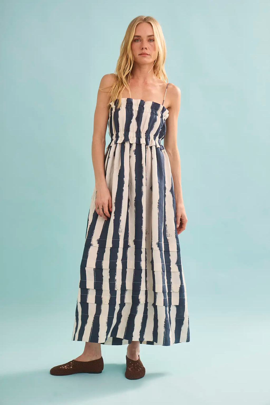 The Larkin Dress in Lighthouse Stripe Navy.
