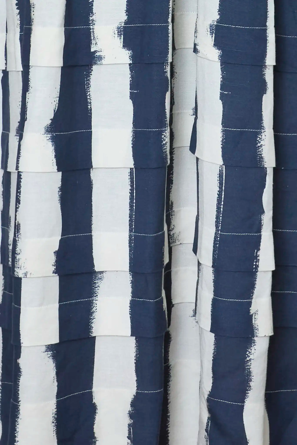Close up of the Larkin Dress in Lighthouse Stripe Navy.