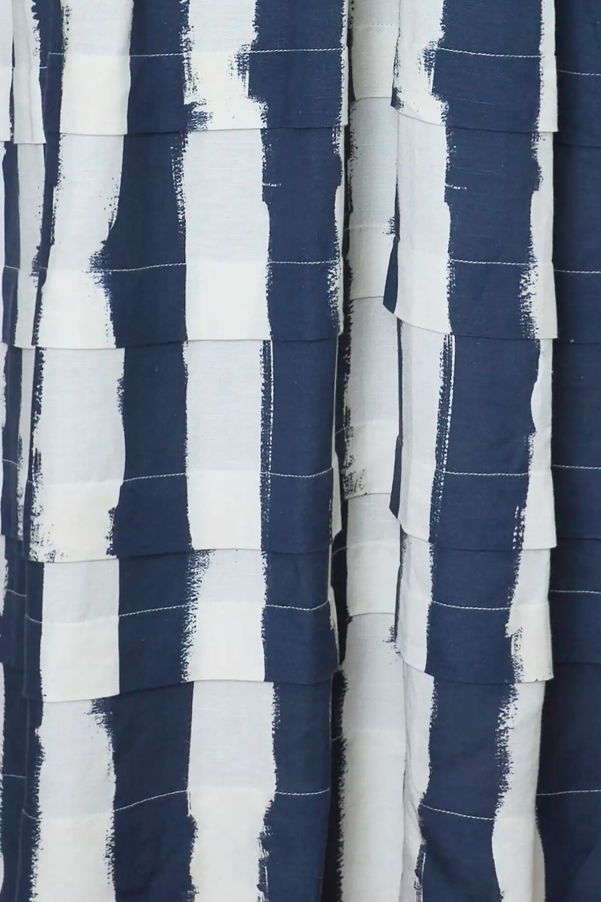 Close up of the Larkin Dress in Lighthouse Stripe Navy.