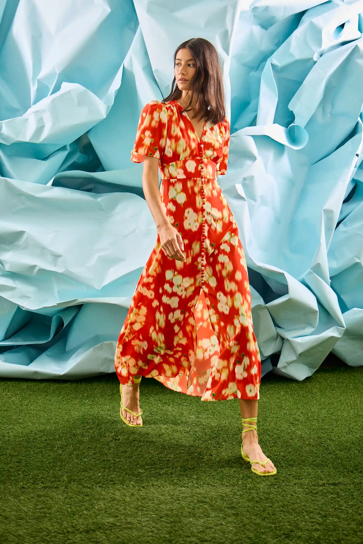 Larson Dress in Aperol Ikat