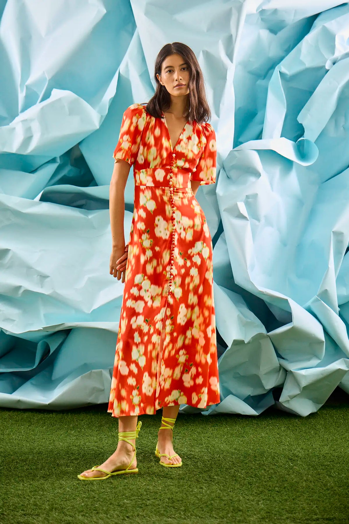 Larson Dress in Aperol Ikat