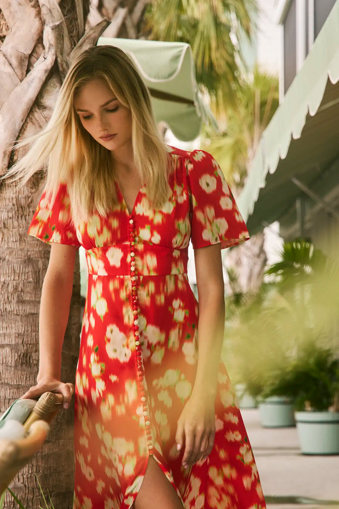 Larson Dress in Aperol Ikat