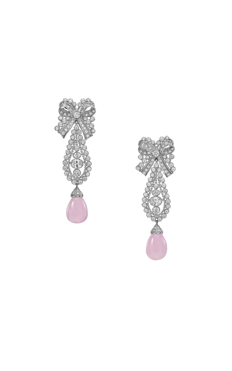 Lavender Dentelle Bow Earrings