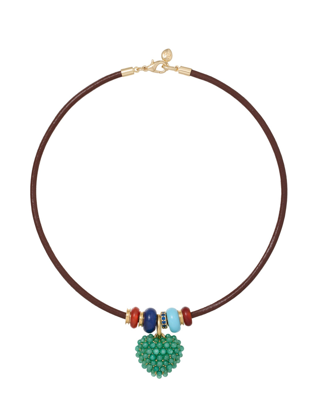 The Leather Stone Slider Necklace in Brown