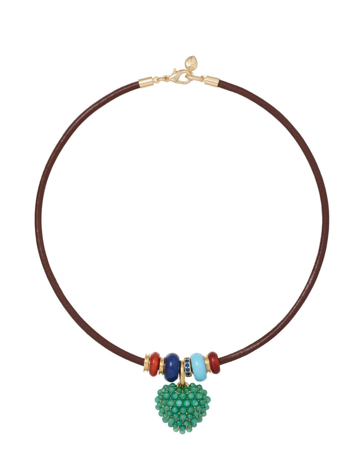 The Leather Stone Slider Necklace in Brown