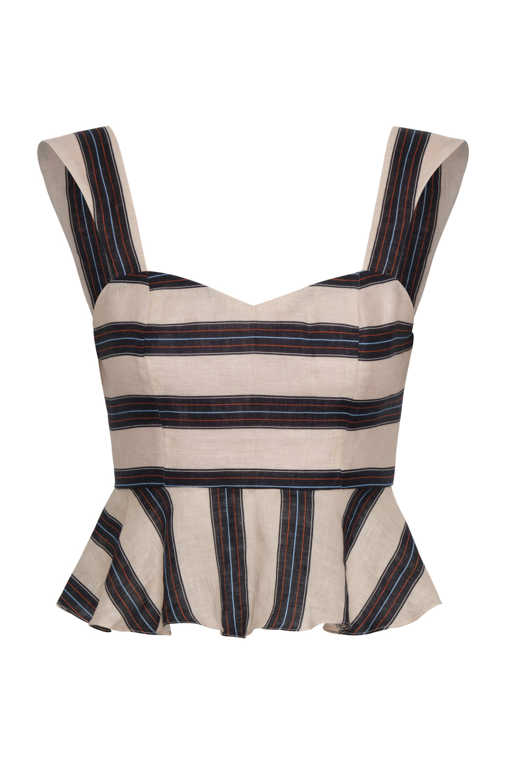 Lebron Linen Top in Navy Stripes