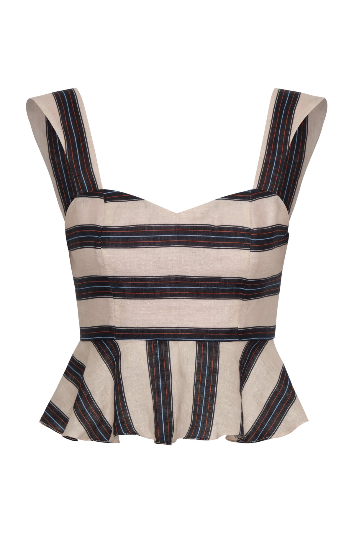 Lebron Linen Top in Navy Stripes