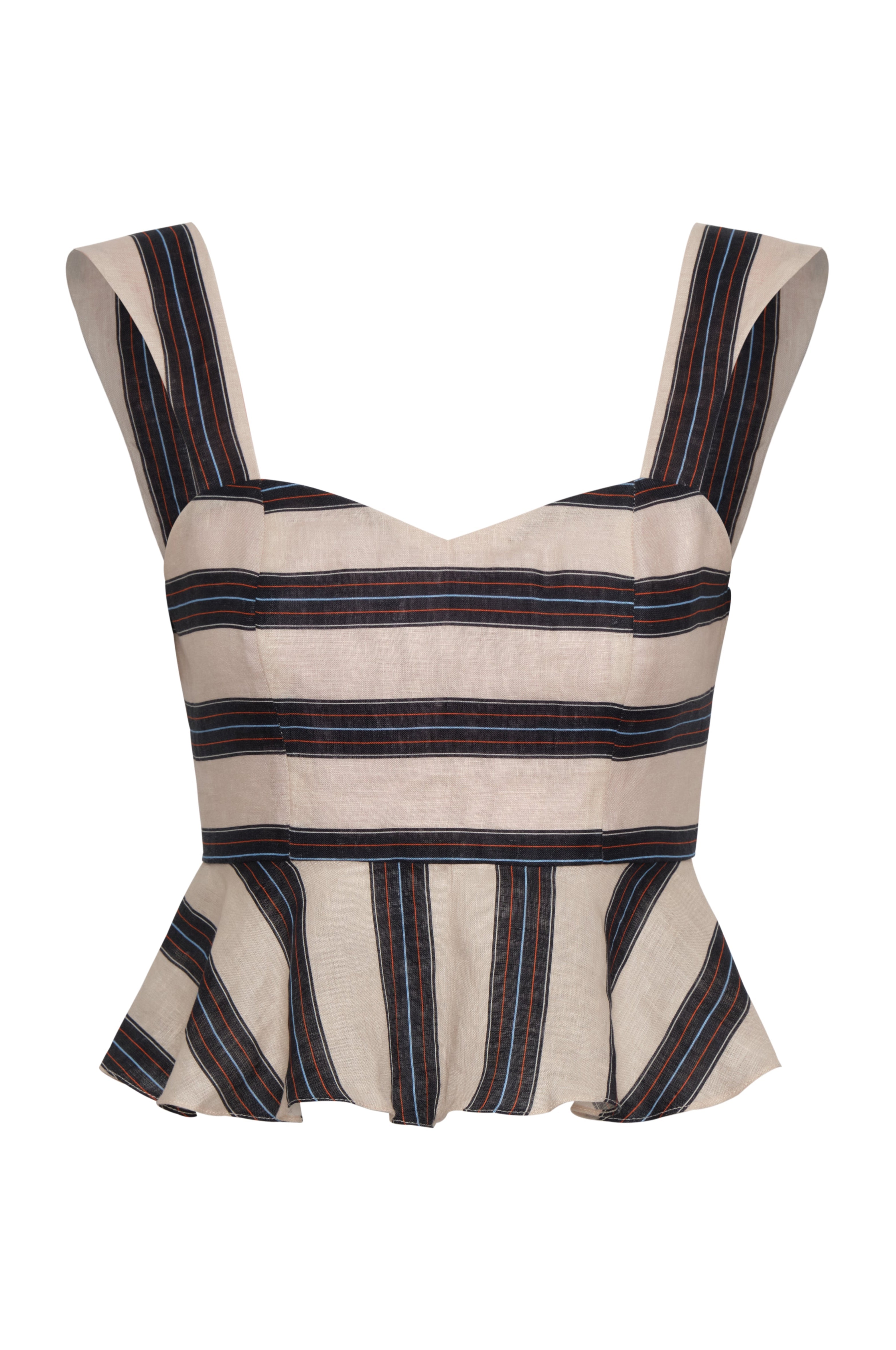 Lebron Linen Top in Navy Stripes