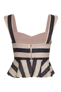 Lebron Linen Top in Navy Stripes