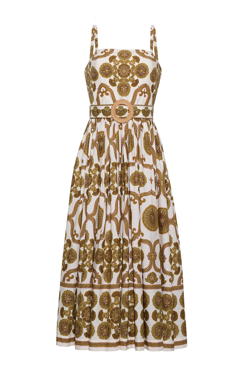 Lee Midi Dress in Mod Floral Olive