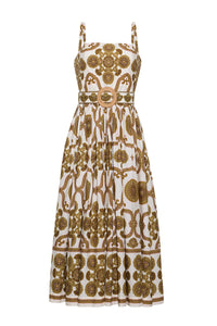 Lee Midi Dress in Mod Floral Olive