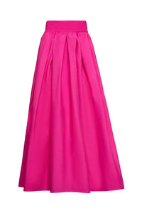 The Avenue Skirt is full-length in stretch taffeta. With a fixed waistband & functional pockets