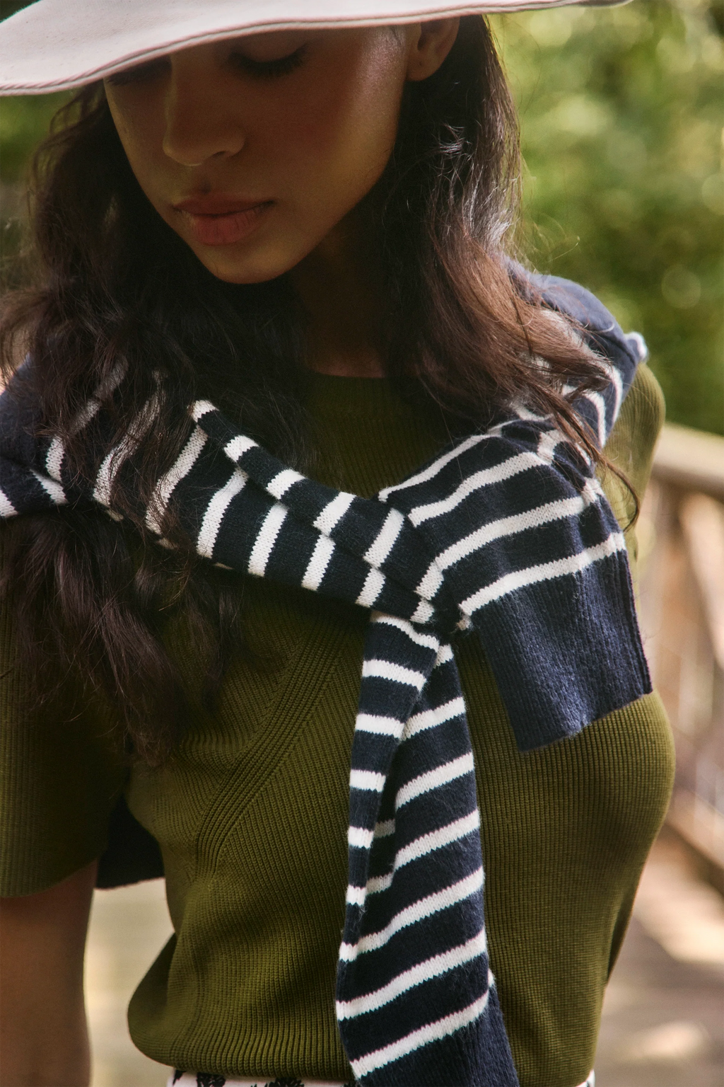 The Lee Top in Pine Grove paired with the Lewis Pullover in Midnight Blue.