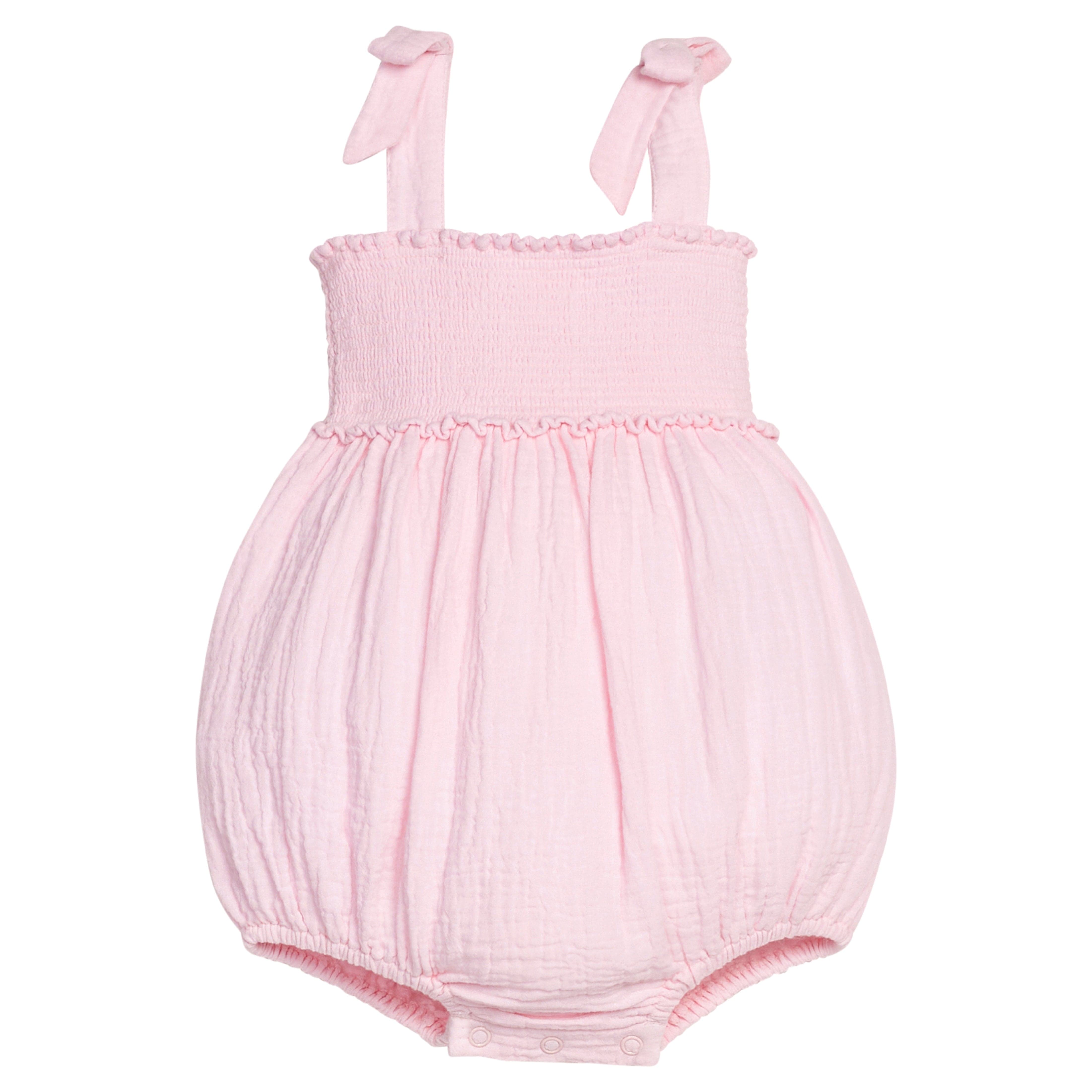 Little English classic leela bubble in jaipur pink with smocked details, for little girl