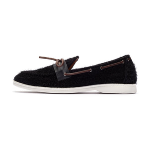 Men's Black Textured Suede Barca Yacht Loafer