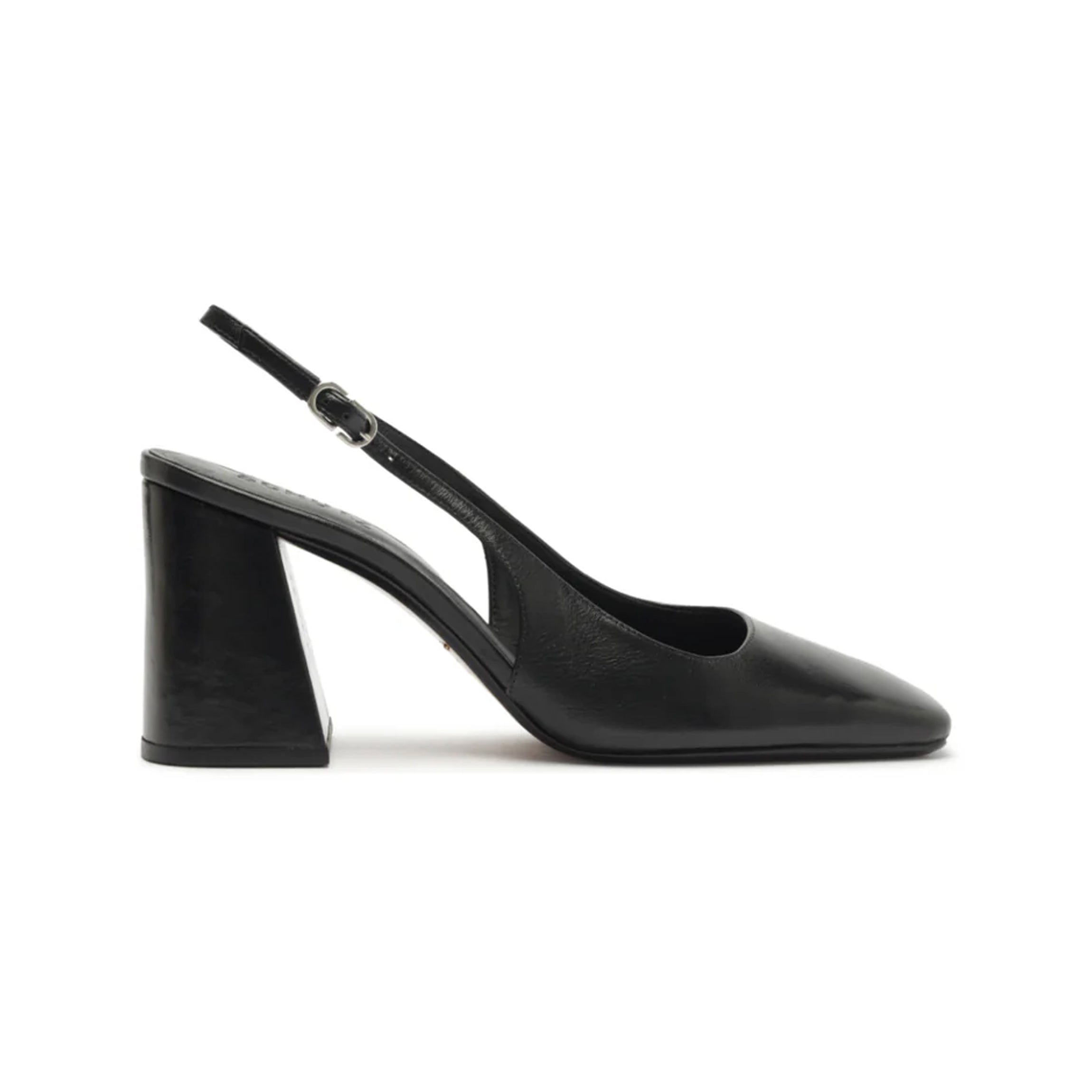 Leia Block Leather Pump in Black