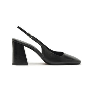 Leia Block Leather Pump in Black