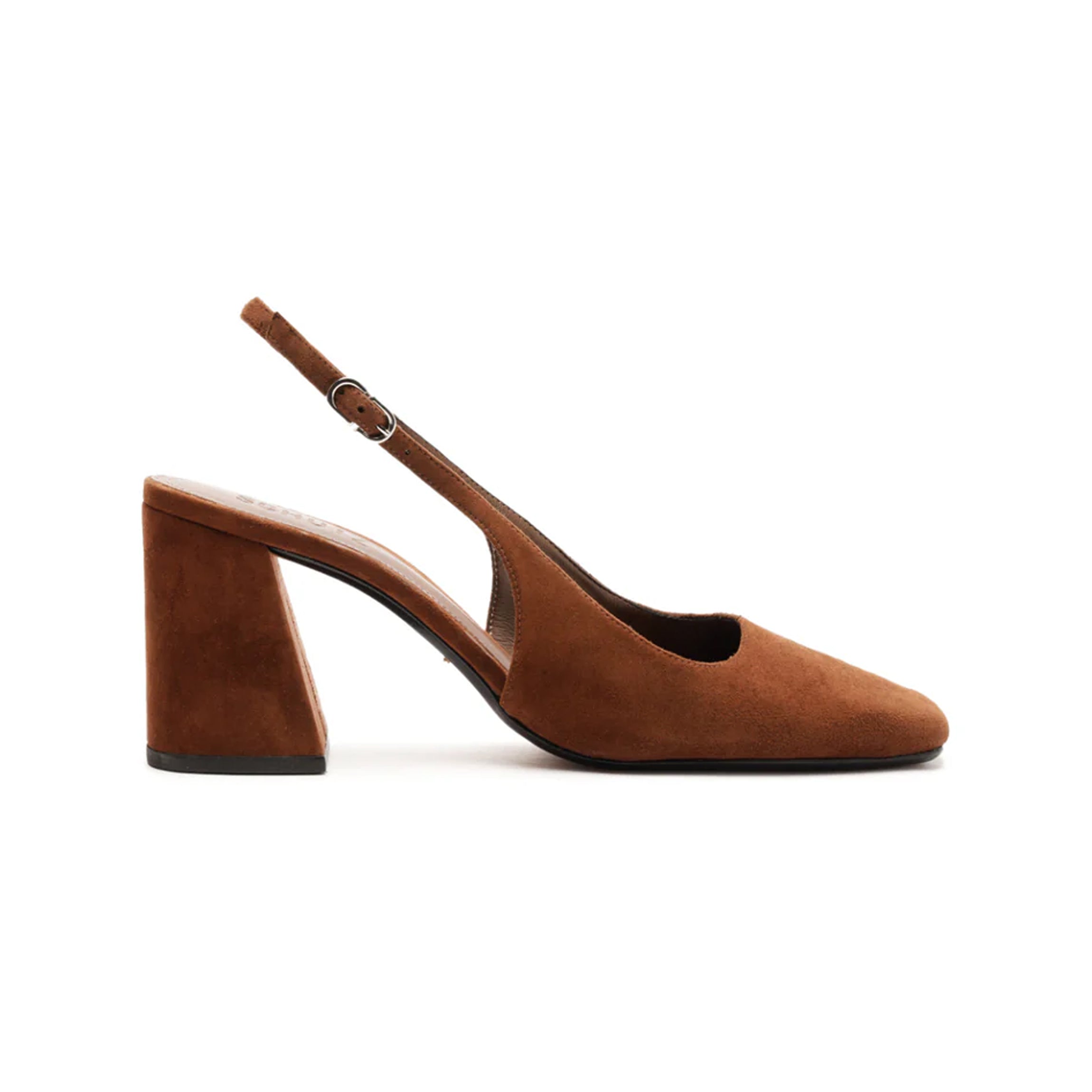 Leia Block Suede Pump in Pecan Brown