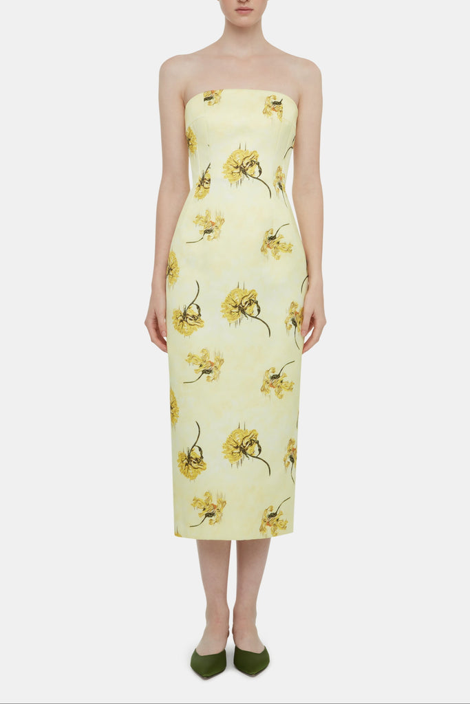 Leila Dress In Yellow Floral On Lemon Genzianella | Emilia Wickstead