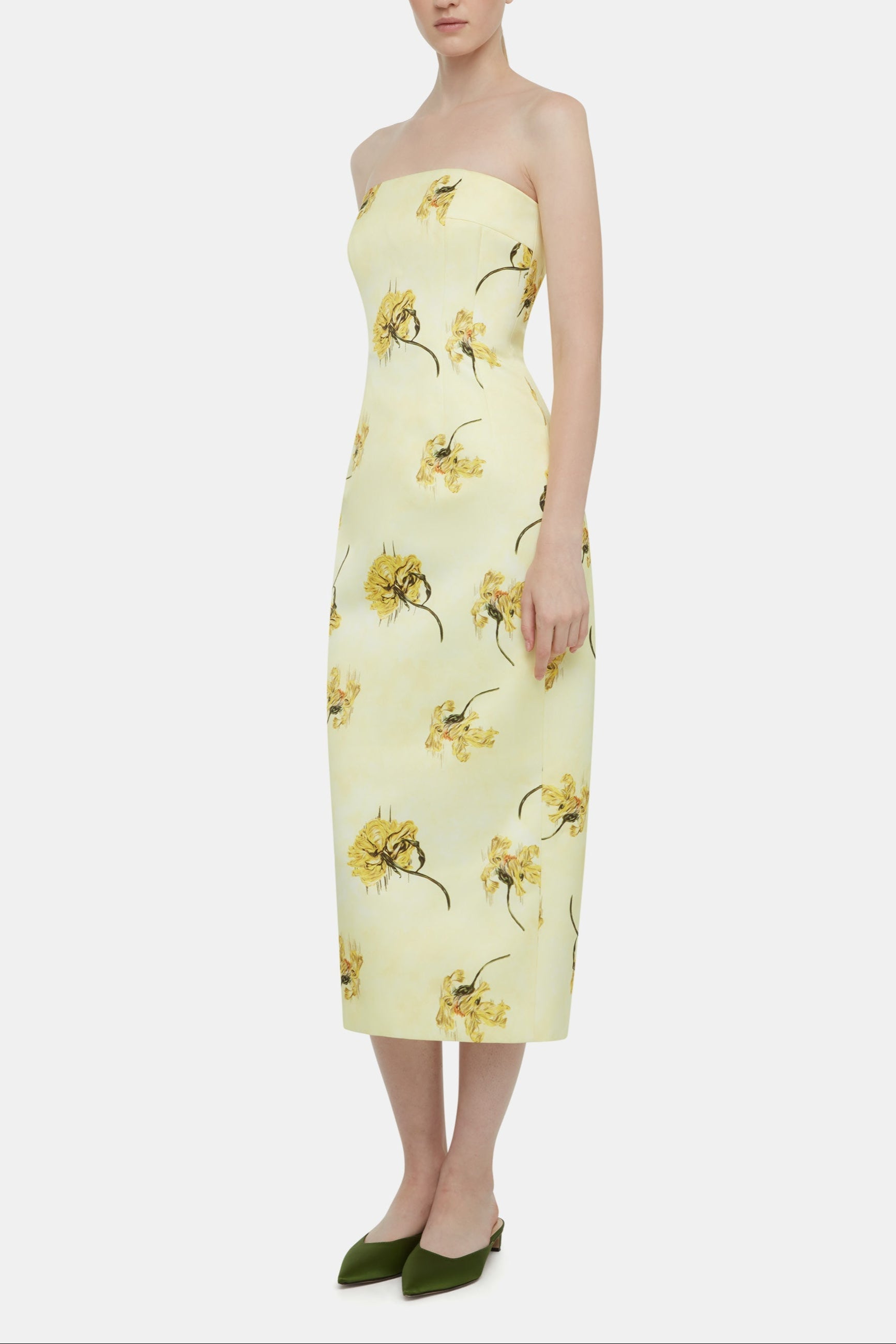 Leila Dress In Yellow Floral On Lemon Genzianella | Emilia Wickstead