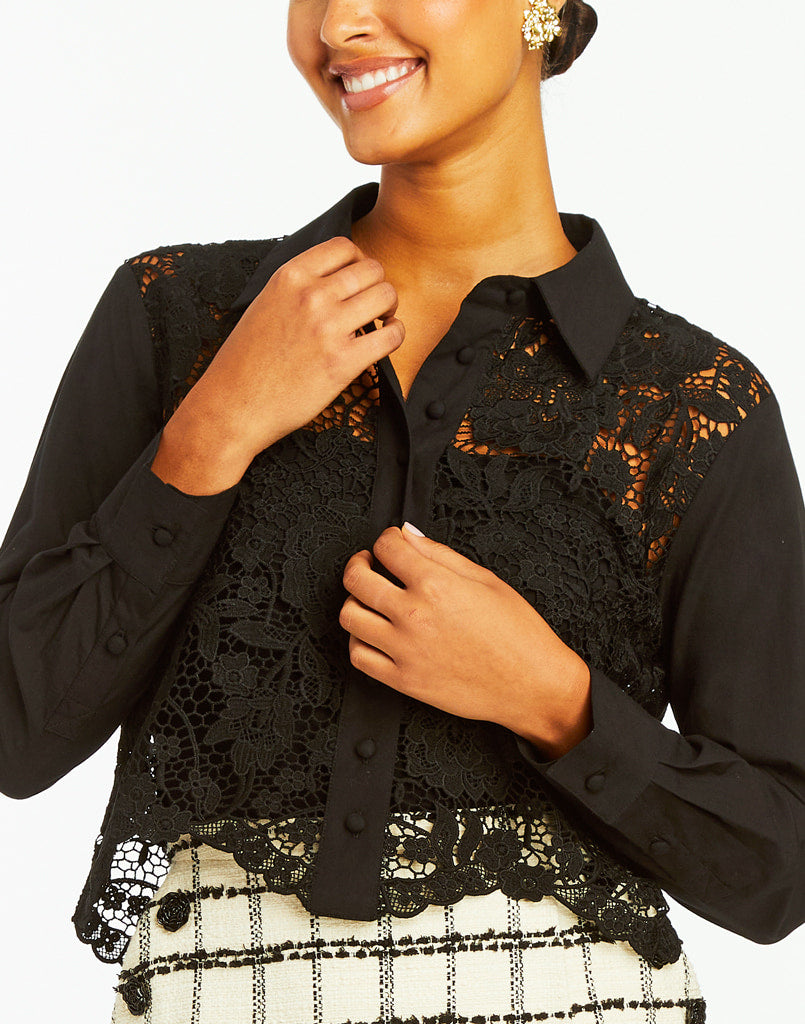 Leon Lace Top in Black Lace