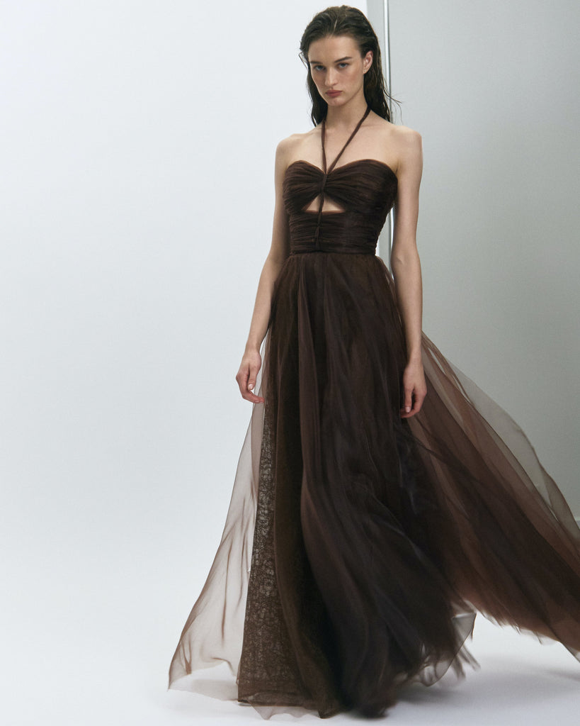 Leon Silk Organza Mocca Dress 4 Leon Silk Organza Mocca Dress 4