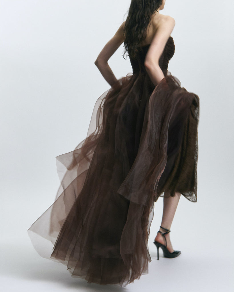 Leon Silk Organza Mocca Dress