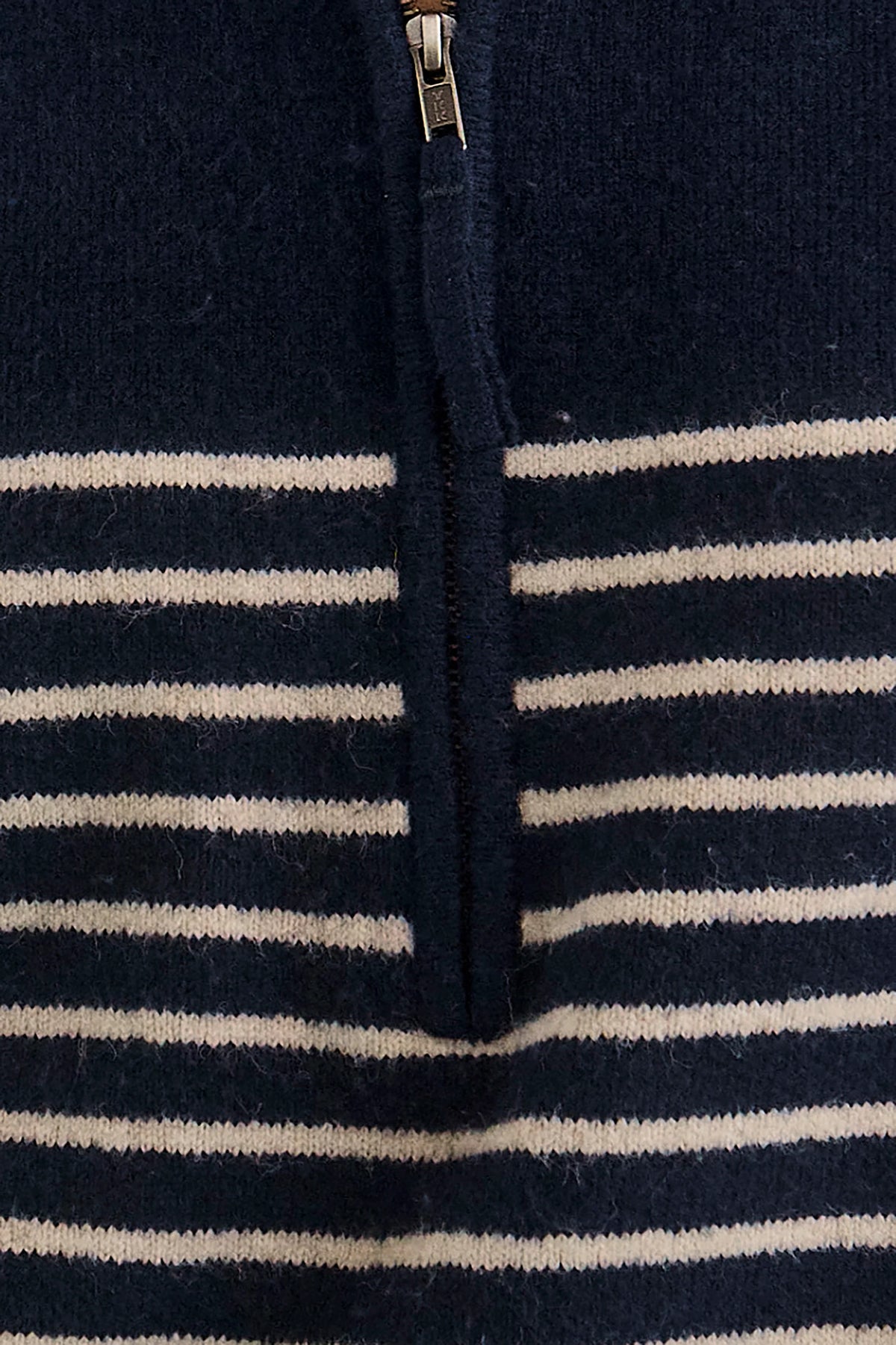 Close up of the Lewis Pullover in Midnight Blue.