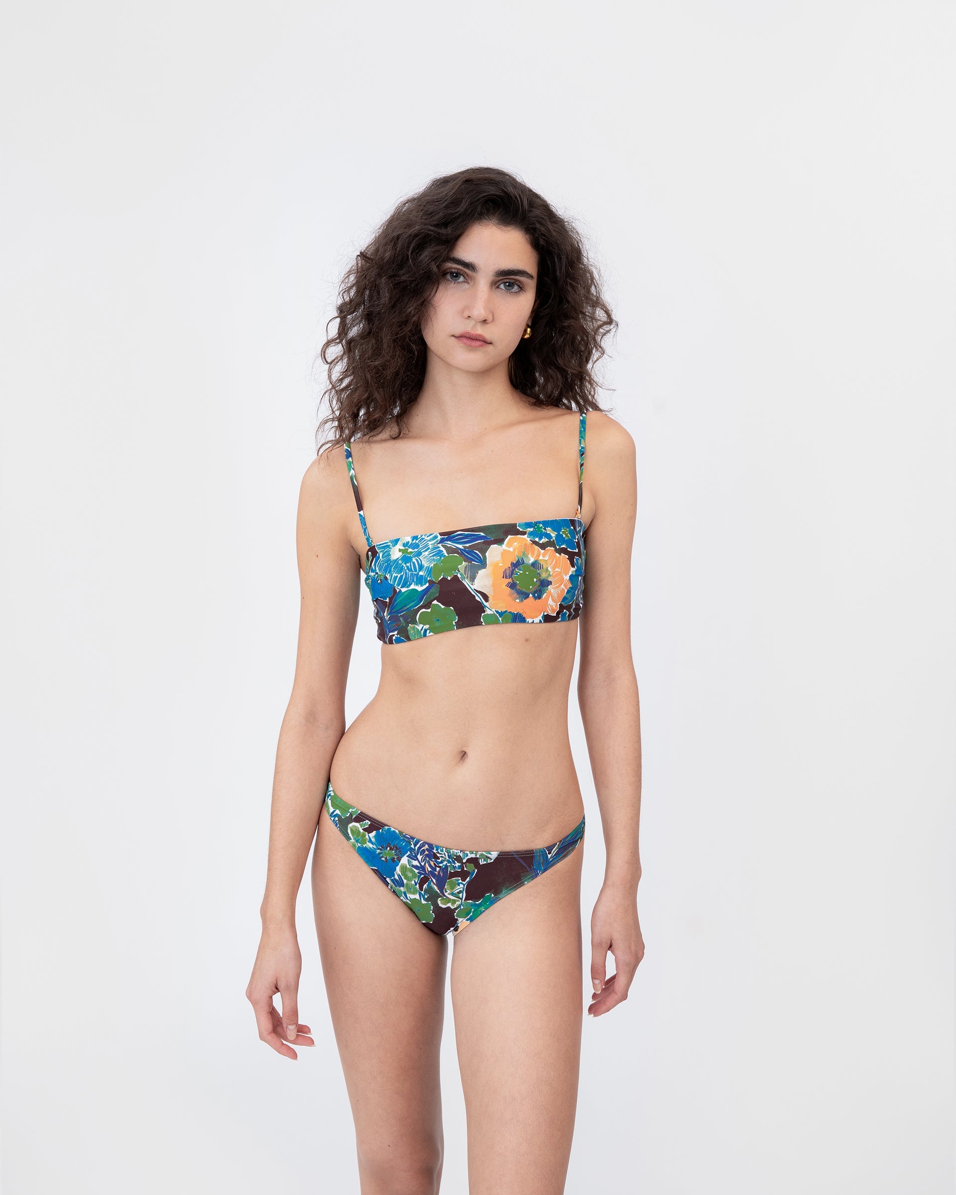 Valencia Bikini Bottom in Chocolate & Aqua Mutli