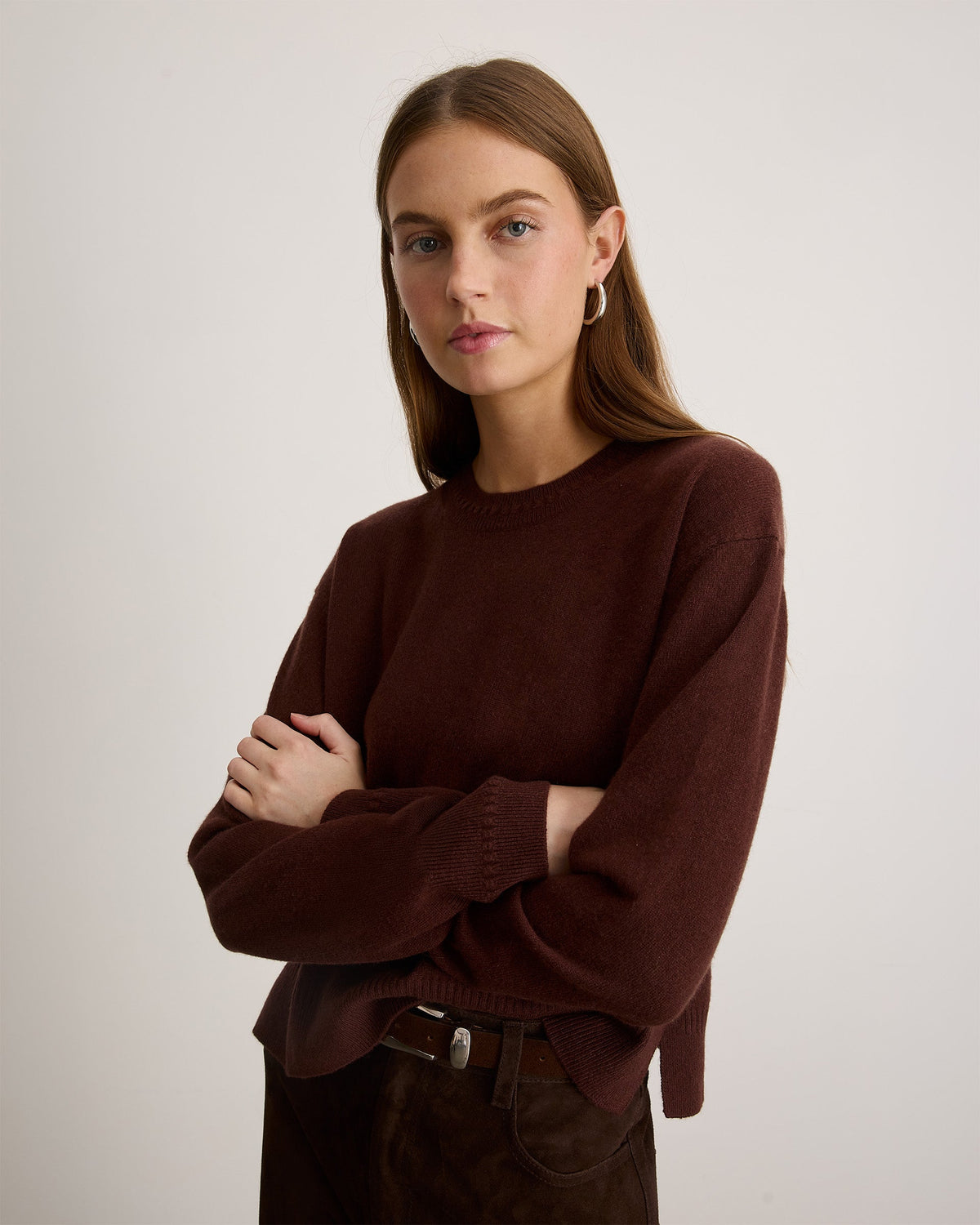 Lexia Cashmere Sweater in Deep Redwood