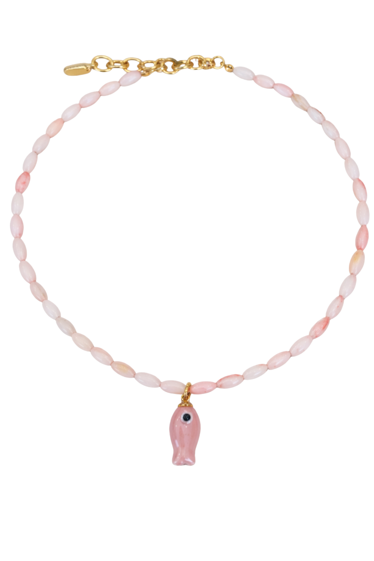 Light Pink Beaded Fish Necklace